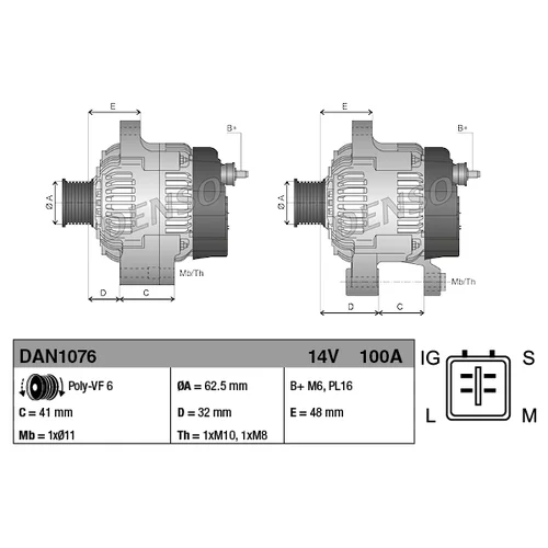 Alternátor DAN1076 /DENSO/ - obr. 2