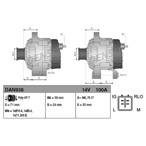 Alternátor DAN938 /DENSO/ - obr. 2