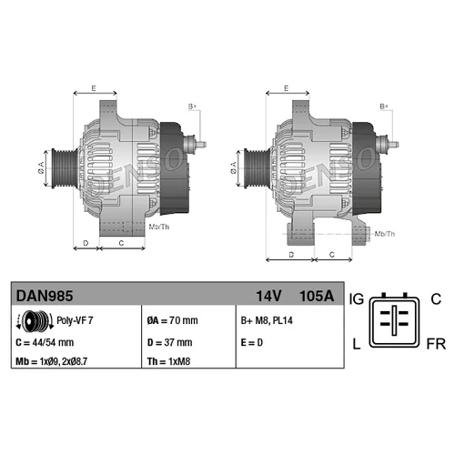 Alternátor DAN985 /DENSO/ - obr. 3