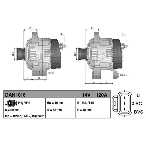 Alternátor DAN1016 /DENSO/ - obr. 2