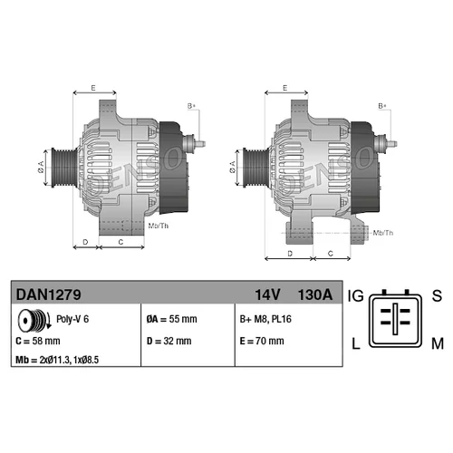 Alternátor DAN1279 /DENSO/ - obr. 2