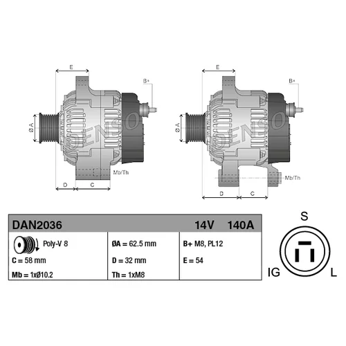 Alternátor DAN2036 /DENSO/ - obr. 3