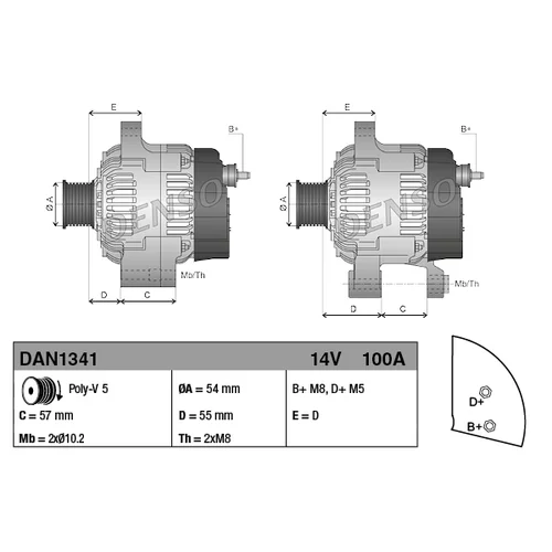Alternátor DAN1341 /DENSO/ - obr. 3