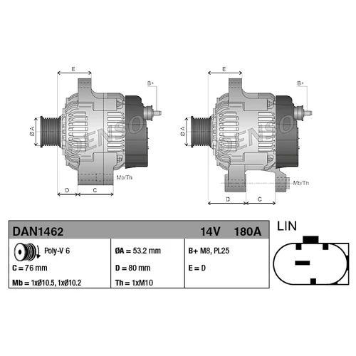 Alternátor DAN1462 /DENSO/ - obr. 3