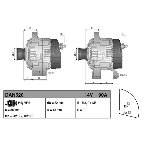 Alternátor DAN520 /DENSO/ - obr. 3