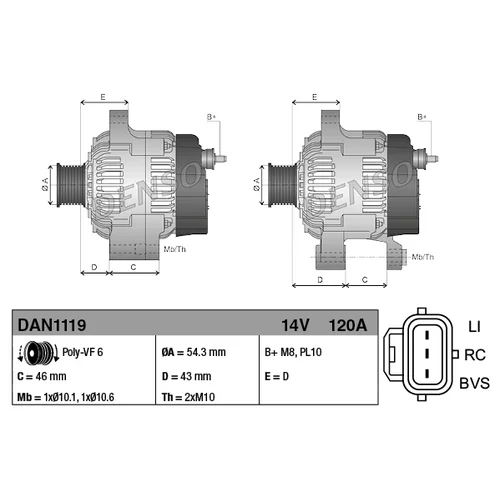 Alternátor DAN1119 /DENSO/ - obr. 3