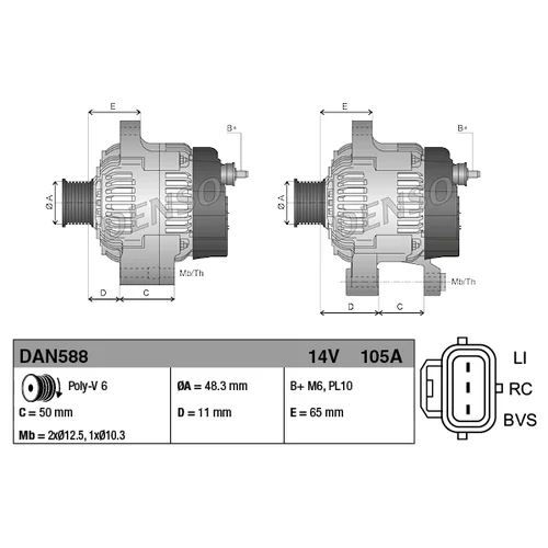 Alternátor DAN588 /DENSO/ - obr. 2