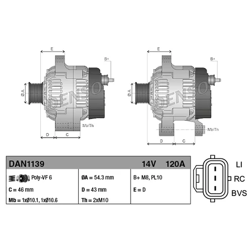 Alternátor DAN1139 /DENSO/ - obr. 3