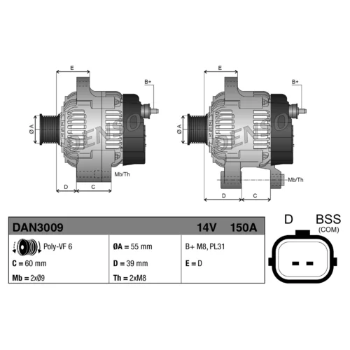 Alternátor DAN3009 /DENSO/ - obr. 2