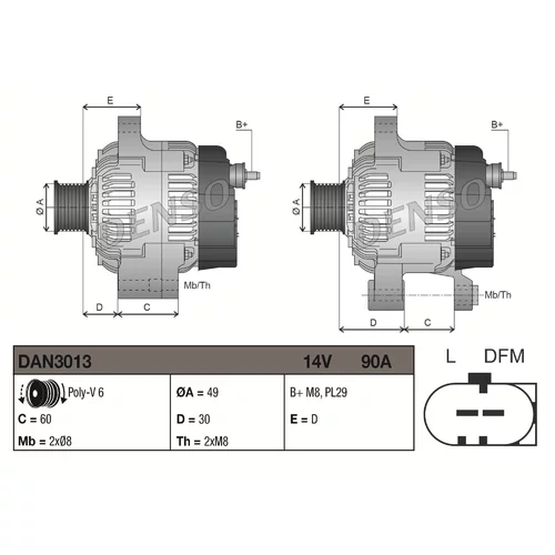Alternátor DAN3013 /DENSO/ - obr. 2