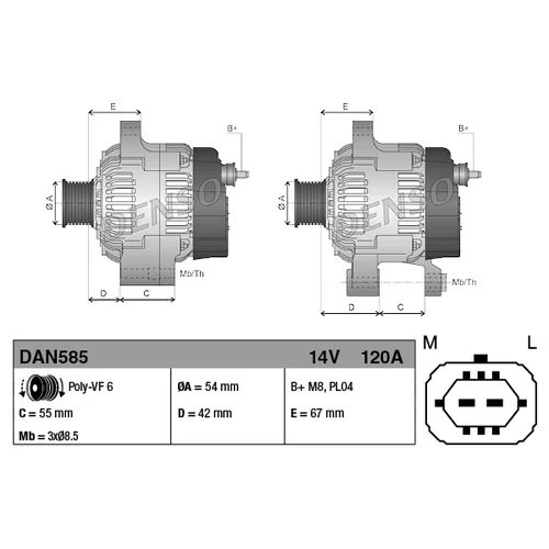 Alternátor DAN585 /DENSO/ - obr. 2