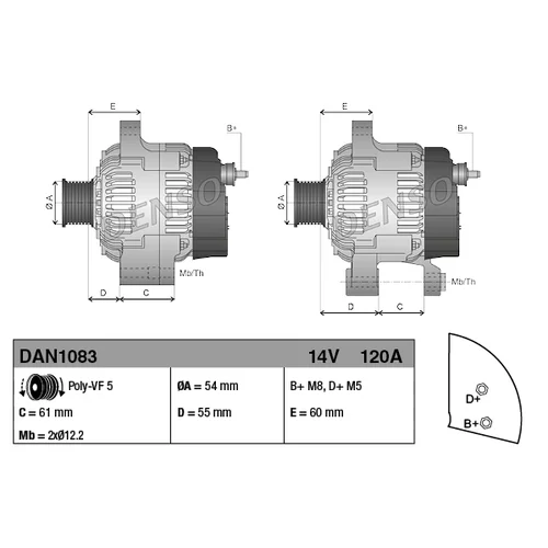 Alternátor DAN1083 /DENSO/ - obr. 2