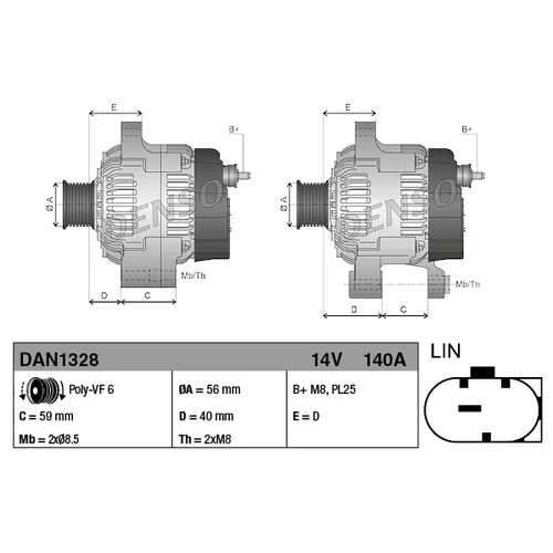 Alternátor DAN1328 /DENSO/ - obr. 2
