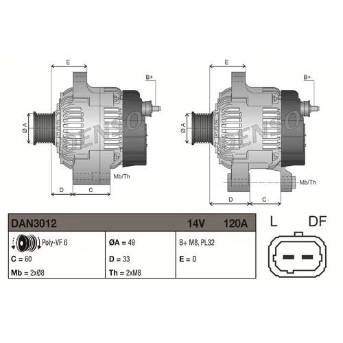 Alternátor DAN3012 /DENSO/ - obr. 2