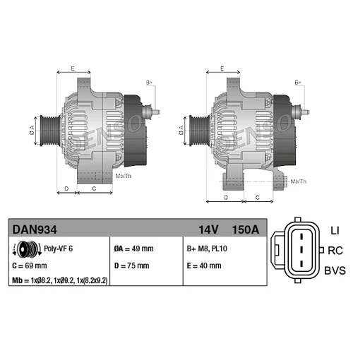 Alternátor DAN934 /DENSO/ - obr. 2