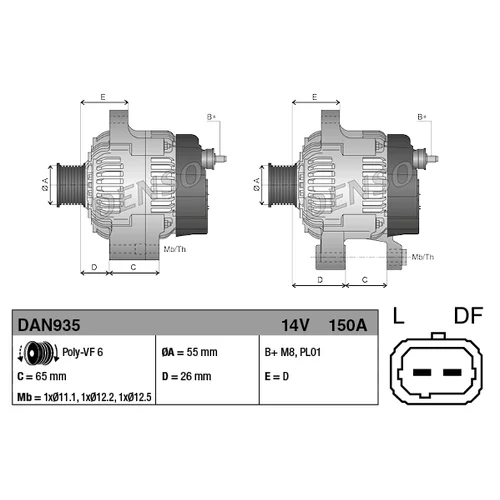 Alternátor DAN935 /DENSO/ - obr. 2