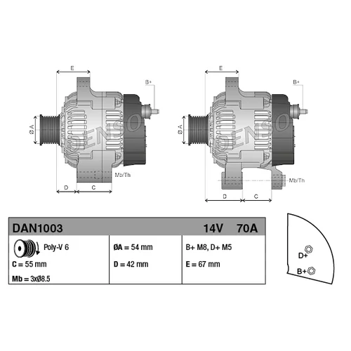 Alternátor DAN1003 /DENSO/ - obr. 2