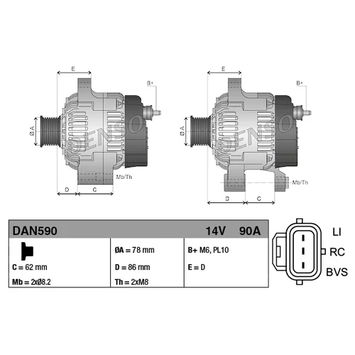 Alternátor DAN590 /DENSO/ - obr. 3
