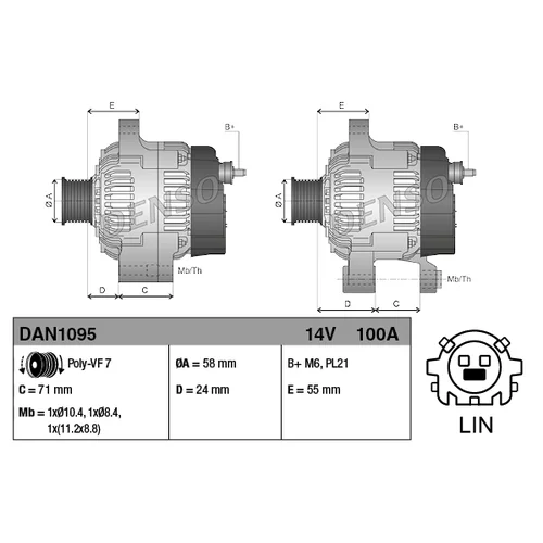 Alternátor DAN1095 /DENSO/ - obr. 3