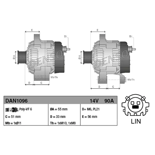 Alternátor DAN1096 /DENSO/ - obr. 3
