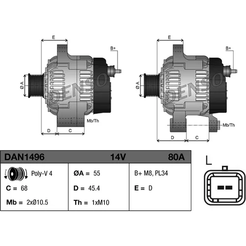 Alternátor DAN1496 /DENSO/ - obr. 2