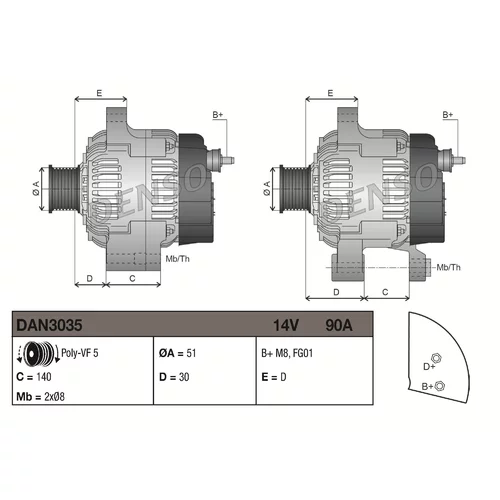 Alternátor DAN3035 /DENSO/ - obr. 2