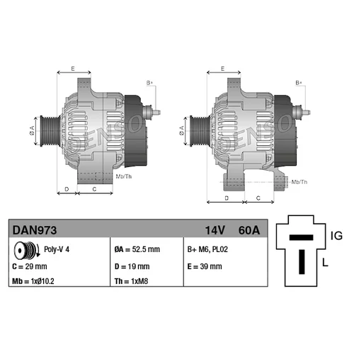 Alternátor DAN973 /DENSO/ - obr. 3