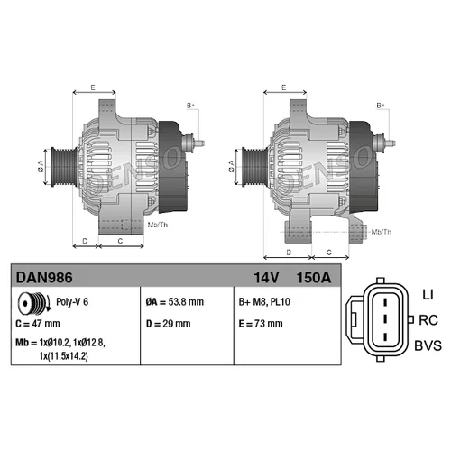 Alternátor DAN986 /DENSO/ - obr. 3