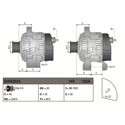 Alternátor DAN3024 /DENSO/ - obr. 2