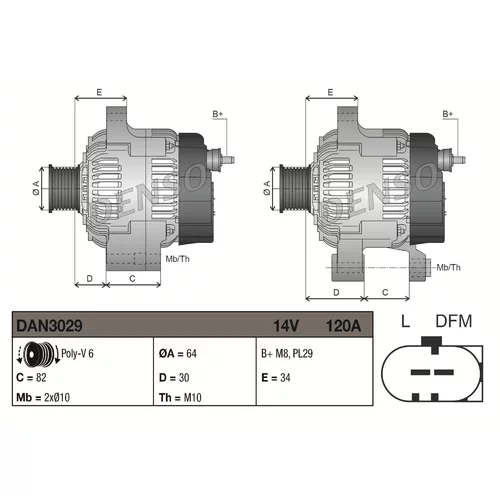 Alternátor DAN3029 /DENSO/ - obr. 2