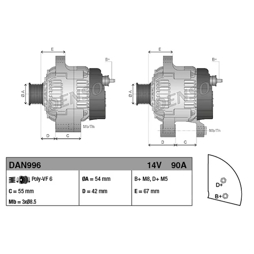Alternátor DAN996 /DENSO/ - obr. 3