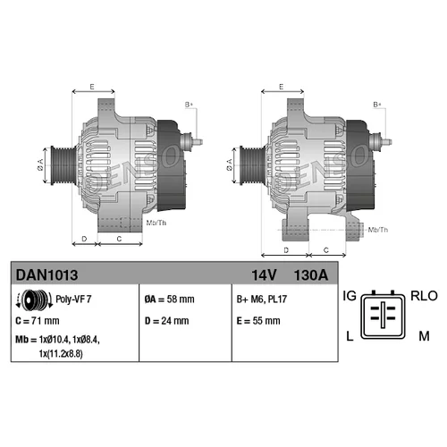 Alternátor DAN1013 /DENSO/ - obr. 2