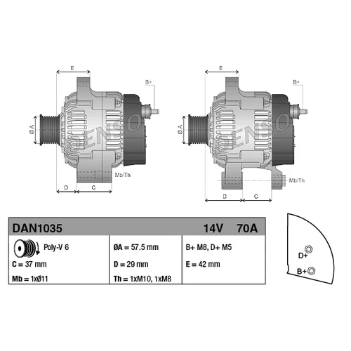 Alternátor DAN1035 /DENSO/ - obr. 2