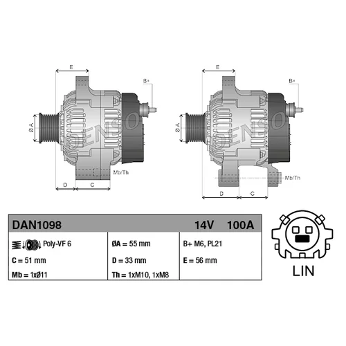 Alternátor DAN1098 /DENSO/ - obr. 3