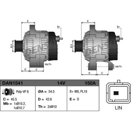Alternátor DAN1541 /DENSO/ - obr. 2