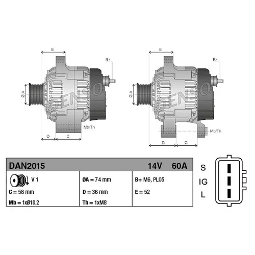 Alternátor DAN2015 /DENSO/ - obr. 2