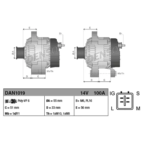 Alternátor DAN1019 /DENSO/ - obr. 2