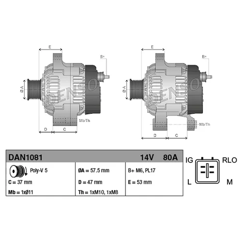 Alternátor DAN1081 /DENSO/ - obr. 2