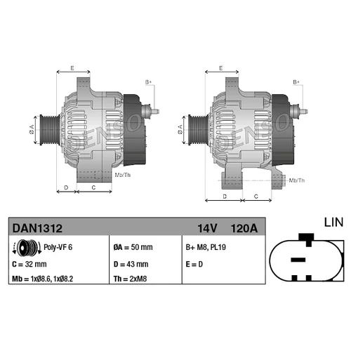 Alternátor DAN1312 /DENSO/ - obr. 3