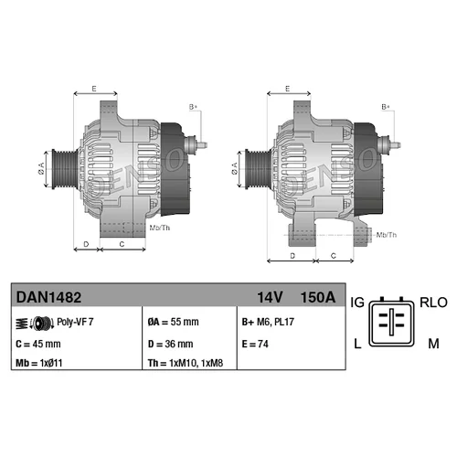 Alternátor DAN1482 /DENSO/ - obr. 3