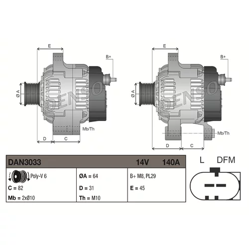 Alternátor DAN3033 /DENSO/ - obr. 2
