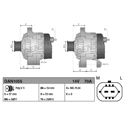 Alternátor DAN1055 /DENSO/ - obr. 2