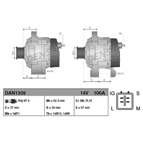 Alternátor DAN1309 /DENSO/ - obr. 3