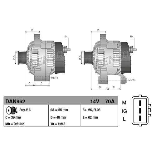 Alternátor DAN962 /DENSO/ - obr. 3