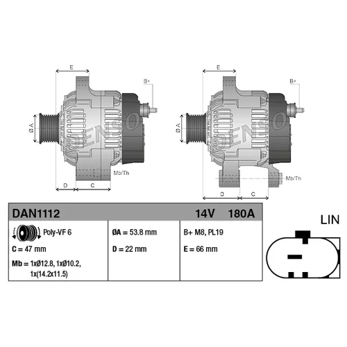 Alternátor DAN1112 /DENSO/ - obr. 3