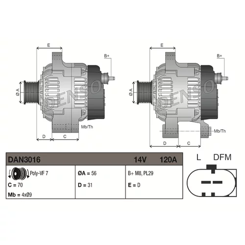 Alternátor DAN3016 /DENSO/ - obr. 2