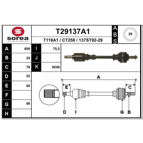 Hnací hriadeľ EAI T29137A1