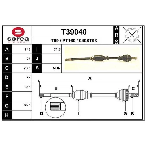 Hnací hriadeľ EAI T39040