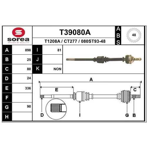 Hnací hriadeľ EAI T39080A