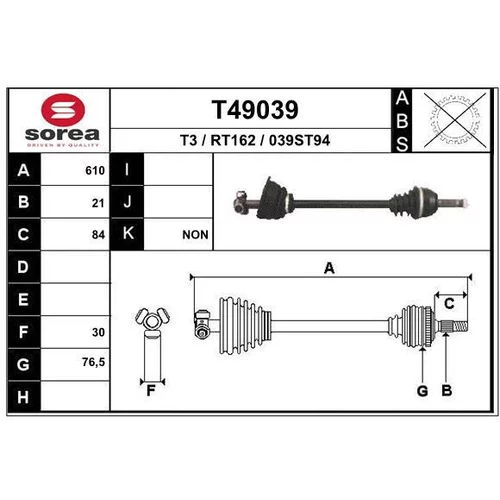 Hnací hriadeľ EAI T49039